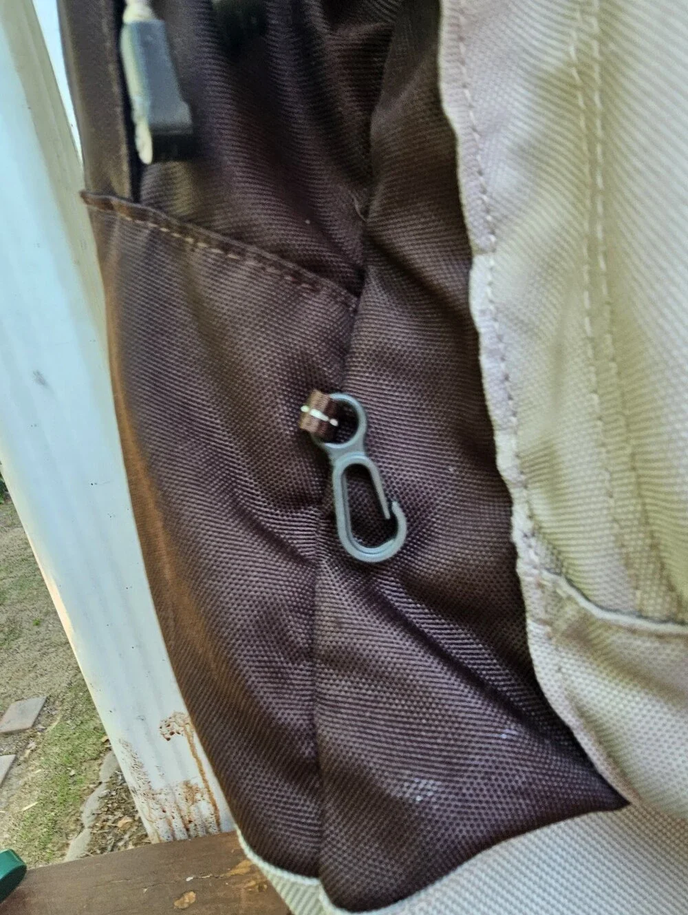 North Face Vault Backpack Brown Lime Green Embroidered Hiking Laptop Flaw Stains